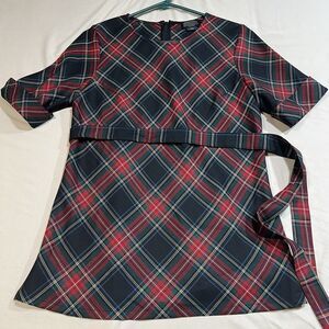 Pendleton Vintage Women’s Medium Wool Plaid Belted Blouse Made in USA
